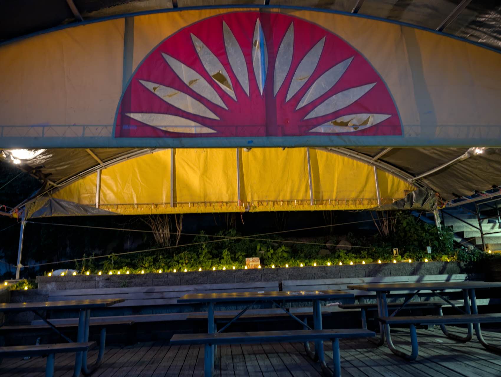The Hoofer Sailing Club yellow canopy on the evening of the vigil